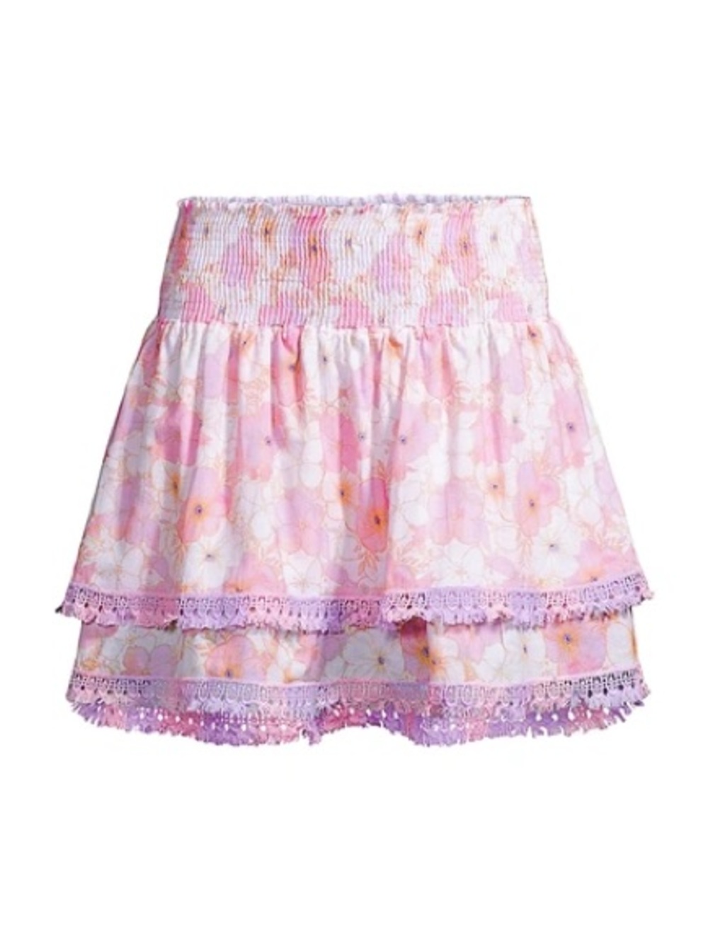 NWT Peixoto Belle Floral Smocked Tiered Mini Skirt Large